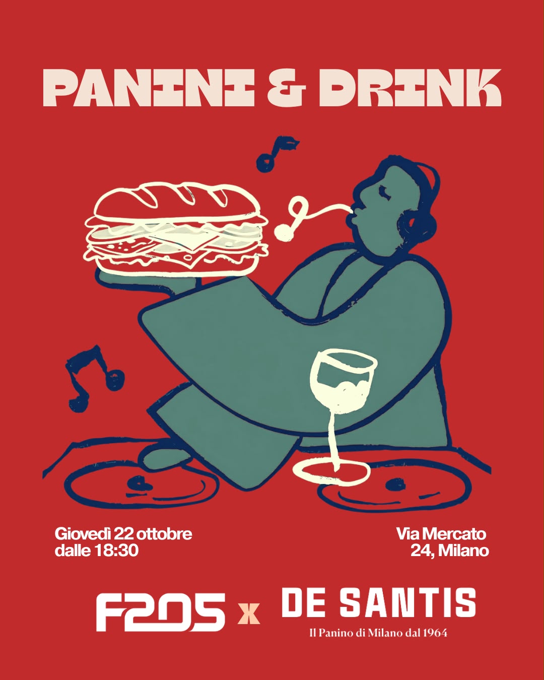F205 arriva da De Santis Brera: una serata tra panini, drink e musica.