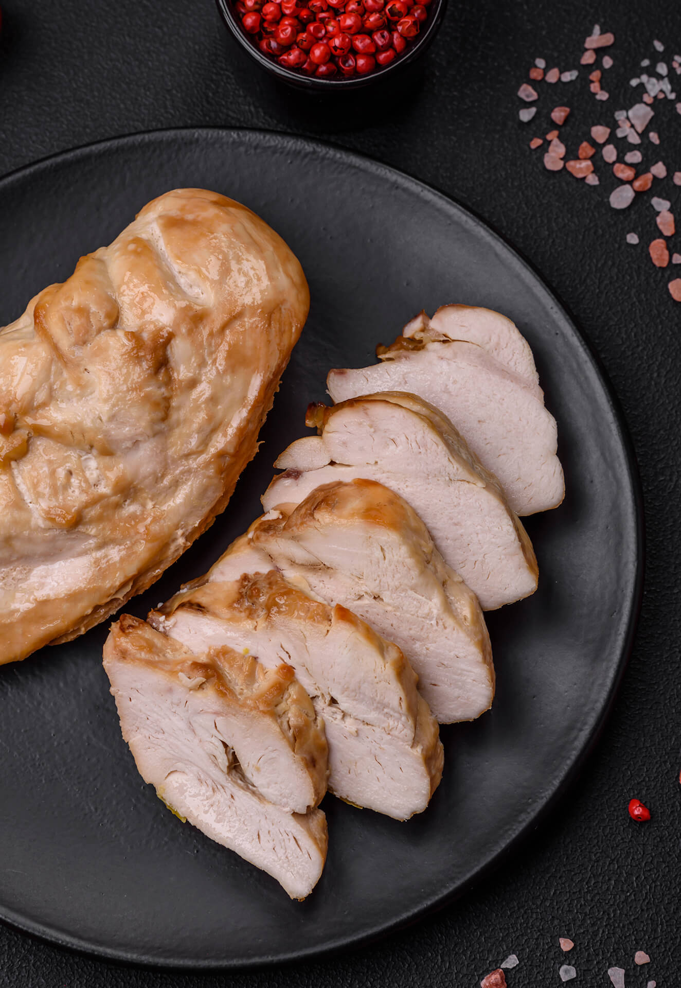 Chicken breast cooked at low temperature*